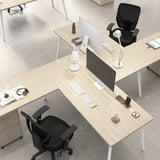 Bush Business Furniture VST005NE Vista 72W L Shaped Desk with Splayed Metal Legs and Low Storage Cabinet in Natural Elm