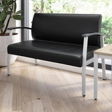 Bush Business Furniture CH3903BVL-03 Arrive Waiting Room Loveseat with Arms in Black Vinyl