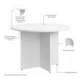 Bush Business Furniture 99TB42RWH 42-inch Round Conference Table with Wood Base in White