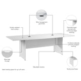 Bush Business Furniture 99TB9642WHK 96-inch Office Conference Table with Wood Base in White