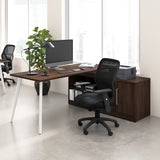 Bush Business Furniture VST005BW Vista 72W L Shaped Desk with Splayed Metal Legs and Low Storage Cabinet in Black Walnut