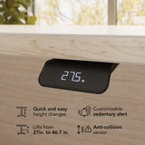 Bush Business Furniture SUT018NE Stratus 72W x78D Height Adjustable L Shaped Standing Desk with Drawers in Natural Elm with White Base