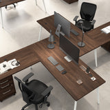 Bush Business Furniture VST005BW Vista 72W L Shaped Desk with Splayed Metal Legs and Low Storage Cabinet in Black Walnut