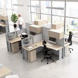 Bush Business Furniture WC36592-03STGK Office in an Hour 65-inch Straight Cubicle Desk with Storage, Drawers, and Organizers in Natural Elm