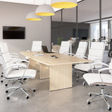 Bush Business Furniture 99TB12048NEK 120-inch Office Conference Table with Wood Base in Natural Elm