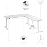 Bush Business Furniture M6SL7278WHWK Move 60 Series 72W Height Adjustable L Shaped Standing Desk in White with White Base