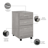 Bush Business Furniture SCF216PGSU Studio C 3 Drawer Mobile File Cabinet in Platinum Gray