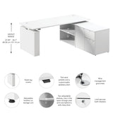 Bush Business Furniture SUT020WH Stratus 72W x30D Electric Height Adjustable Standing Desk with Storage in White with White Base