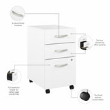 Bush Business Furniture SCF216WHSU Studio C 3 Drawer Mobile File Cabinet in White