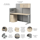 Bush Business Furniture WC36592-03STGK Office in an Hour 65-inch Straight Cubicle Desk with Storage, Drawers, and Organizers in Natural Elm