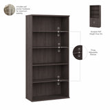 Bush Business Furniture STC015SG Studio C 5 Shelf Bookcase with Doors in Storm Gray