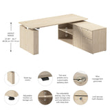Bush Business Furniture SUT020NE Stratus 72W x30D Electric Height Adjustable Standing Desk with Storage in Natural Elm with White Base