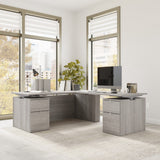 Bush Business Furniture SUT018PG Stratus 72W x78D Height Adjustable L Shaped Standing Desk with Drawers in Platinum Gray with Metallic Gray Base