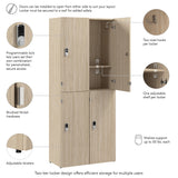 Bush Business Furniture AUS130NEK Assure Two Tier 4 Door Storage Lockers with Keypad Locks in Natural Elm