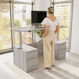 Bush Business Furniture Stratus 72W x30D Electric Standing Desk with Drawers and Modesty Panel in Platinum Gray with Metallic Gray Base
