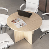 Bush Business Furniture 99TB42RNE 42-inch Round Conference Table with Wood Base in Natural Elm
