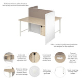 Bush Business Furniture HUS023WHNE Hustle 60-inch 2 Person Office Cubicles with Locking Storage and Large Tackboards in White and Natural Elm