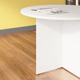 Bush Business Furniture 99TB42RWH 42-inch Round Conference Table with Wood Base in White