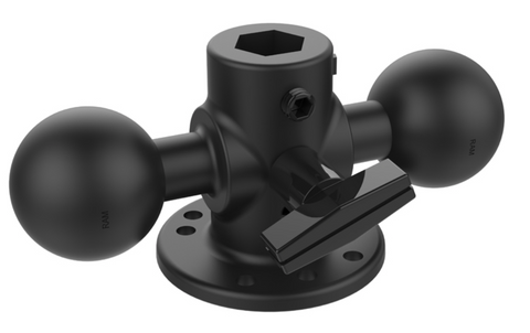 RAM-217U RAM Mounts 1.5" Double Ball Adapter with 2.5" Round Base - Synergy Mounting Systems