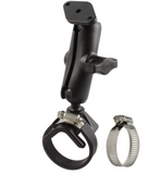 RAM-B-108-238 RAM Mounts Double Ball Strap Hose Clamp Mount with Diamond Plate - Synergy Mounting Systems