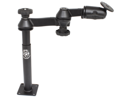 RAM-VP-SW1-89 RAM Mounts Double Swing Arm w/ 2.5" Round AMPS Hole Pattern Base - Synergy Mounting Systems