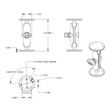 RAM-B-101U RAM Mounts 1"Diam Ball Mount w/ 2/2.5" Round Bases that use AMPS Pattern - Synergy Mounting Systems