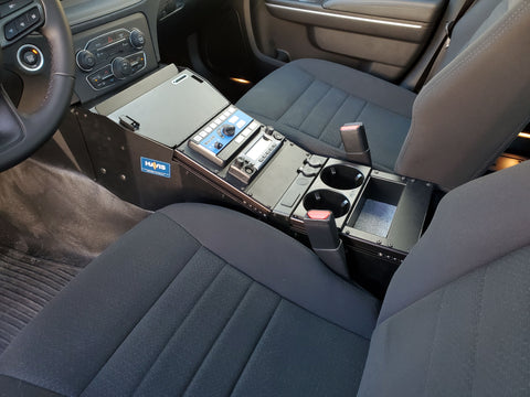 Havis C-VS-0909-CHGR-PM-1 Vehicle Specific 18" Angled Console w/ Internal Printer Mount for 2021 Dodge Charger Police - Synergy Mounting Systems