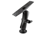 RAM-D-111U RAM Mounts D Size 2.25" Diameter Ball Mount with 3.68" Round Plate, Medium Length Double Socket Arm & 11" X 3" Rectangle Plate - Synergy Mounting Systems