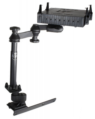 RAM-VB-178A-SW1-FL RAM Mounts No-Drill Laptop Mount with Adjust-A-Pole and Tough-Tray Flat Retaining Arms for the Dodge RAM 1500-5500 - Synergy Mounting Systems