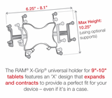 RAM-B-189-UN9-ALA1-KRU RAM X-Grip® with RAM® Twist-Lock™ Dual Suction for 9"-10" Tablets - Synergy Mounting Systems