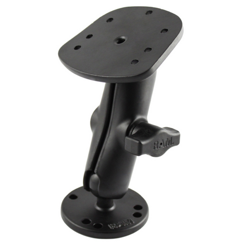 RAM-B-107-1U RAM Mounts Drill-Down Double Ball Mount for Humminbird Piranha + More - Synergy Mounting Systems