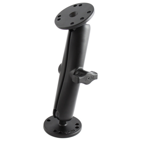 RAM-B-101U-C RAM Mounts B Size 1" Ball on 2.5" Round Plates with AMPs hole pattern, Long Length Double Socket Arm - Synergy Mounting Systems