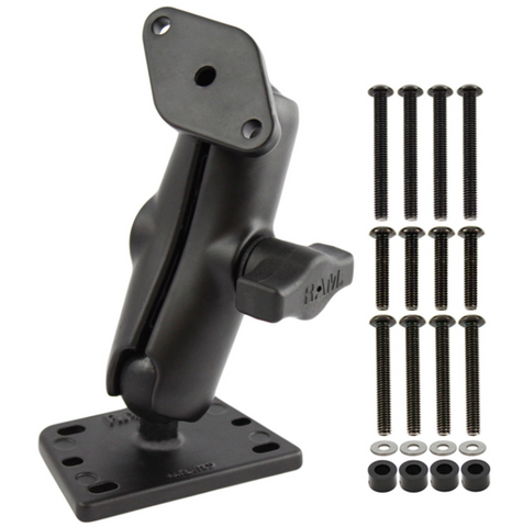 RAM-B-182U RAM Mounts Centered Reservoir Cover Double Ball Mount w/ Arm & Diamond Plate - Synergy Mounting Systems